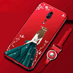 Oppo Reno Z用シリコンケース ソフトタッチラバー バタフライ ドレスガール ドレス少女 カバー Oppo マルチカラー