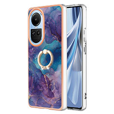 Oppo Reno10 5G用シリコンケース ソフトタッチラバー バタフライ パターン カバー アンド指輪 YB1 Oppo パープル