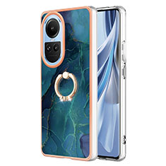 Oppo Reno10 5G用シリコンケース ソフトタッチラバー バタフライ パターン カバー アンド指輪 YB1 Oppo グリーン