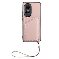 Oppo Reno10 5G用ケース 高級感 手触り良いレザー柄 YB1 Oppo ローズゴールド