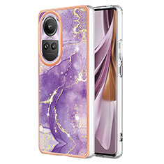 Oppo Reno10 Pro 5G用シリコンケース ソフトタッチラバー バタフライ パターン カバー YB5 Oppo パープル