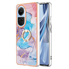 Oppo Reno10 Pro 5G用シリコンケース ソフトタッチラバー バタフライ パターン カバー アンド指輪 YB3 Oppo ネイビー