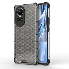 Oppo Reno10 Pro 5G用360度 フルカバー ハイブリットバンパーケース クリア透明 プラスチック カバー AM1 Oppo ブラック