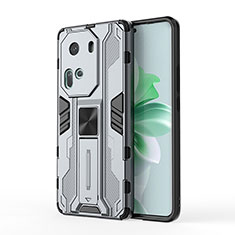 Oppo Reno11 5G用ハイブリットバンパーケース スタンド プラスチック 兼シリコーン カバー マグネット式 KC1 Oppo グレー