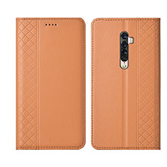 Oppo Reno2用手帳型 レザーケース スタンド カバー L01 Oppo オレンジ