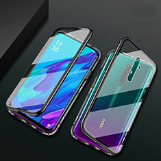 Oppo Reno2 Z用ケース 高級感 手触り良い アルミメタル 製の金属製 360度 フルカバーバンパー 鏡面 カバー Oppo ブラック