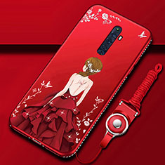 Oppo Reno2 Z用シリコンケース ソフトタッチラバー バタフライ ドレスガール ドレス少女 カバー S01 Oppo レッド