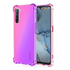 Oppo Reno3用極薄ソフトケース グラデーション 勾配色 クリア透明 G01 Oppo ピンク