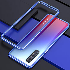 Oppo Reno3 Pro用ケース 高級感 手触り良い アルミメタル 製の金属製 バンパー カバー Oppo ネイビー