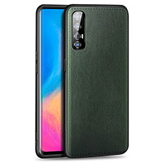 Oppo Reno3 Pro用ケース 高級感 手触り良いレザー柄 S02 Oppo グリーン