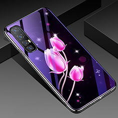 Oppo Reno3 Pro用ハイブリットバンパーケース プラスチック 鏡面 花 カバー Oppo ローズレッド