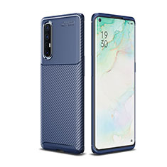 Oppo Reno3 Pro用シリコンケース ソフトタッチラバー ツイル カバー Oppo ネイビー