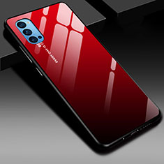 Oppo Reno4 5G用ハイブリットバンパーケース プラスチック 鏡面 虹 グラデーション 勾配色 カバー H01 Oppo レッド