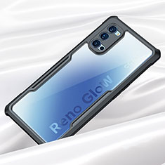 Oppo Reno4 Pro 5G用ハイブリットバンパーケース クリア透明 プラスチック 鏡面 カバー Oppo ブラック