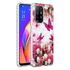 Oppo Reno5 Lite用シリコンケース ソフトタッチラバー バタフライ パターン カバー Y04B Oppo レッド