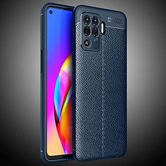 Oppo Reno5 Lite用シリコンケース ソフトタッチラバー レザー柄 カバー S02 Oppo ネイビー