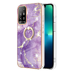 Oppo Reno5 Z 5G用シリコンケース ソフトタッチラバー バタフライ パターン カバー アンド指輪 Y05B Oppo パープル