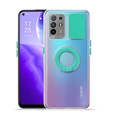 Oppo Reno5 Z 5G用極薄ソフトケース シリコンケース 耐衝撃 全面保護 クリア透明 スタンド Oppo シアン