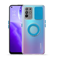 Oppo Reno5 Z 5G用極薄ソフトケース シリコンケース 耐衝撃 全面保護 クリア透明 スタンド Oppo ネイビー