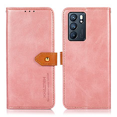 Oppo Reno6 5G用手帳型 レザーケース スタンド カバー N07P Oppo ピンク