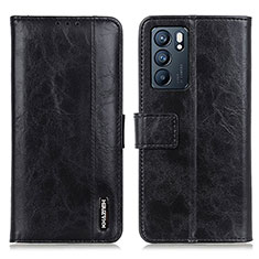 Oppo Reno6 5G用手帳型 レザーケース スタンド カバー M11L Oppo ブラック