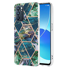 Oppo Reno6 5G用シリコンケース ソフトタッチラバー バタフライ パターン カバー Y01B Oppo モスグリー