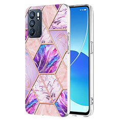 Oppo Reno6 5G用シリコンケース ソフトタッチラバー バタフライ パターン カバー Y01B Oppo ラベンダー