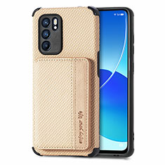 Oppo Reno6 5G用極薄ソフトケース シリコンケース 耐衝撃 全面保護 マグネット式 バンパー S01D Oppo ゴールド