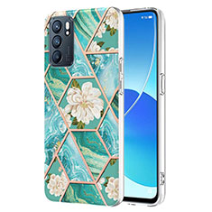 Oppo Reno6 5G用シリコンケース ソフトタッチラバー バタフライ パターン カバー Y02B Oppo グリーン