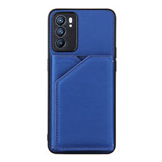 Oppo Reno6 5G用ケース 高級感 手触り良いレザー柄 Y01B Oppo ネイビー