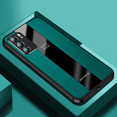 Oppo Reno6 5G用シリコンケース ソフトタッチラバー レザー柄 カバー S03 Oppo グリーン