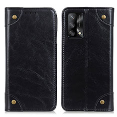 Oppo Reno6 Lite用手帳型 レザーケース スタンド カバー M04L Oppo ブラック