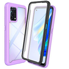 Oppo Reno6 Lite用360度 フルカバー ハイブリットバンパーケース クリア透明 プラスチック カバー Oppo ラベンダー