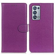 Oppo Reno6 Pro 5G用手帳型 レザーケース スタンド カバー A03D Oppo パープル