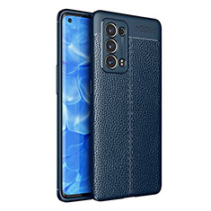 Oppo Reno6 Pro 5G用シリコンケース ソフトタッチラバー レザー柄 カバー Oppo ネイビー