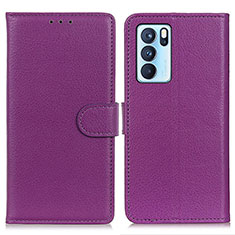 Oppo Reno6 Pro 5G India用手帳型 レザーケース スタンド カバー A03D Oppo パープル