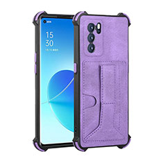 Oppo Reno6 Pro 5G India用ケース 高級感 手触り良いレザー柄 Y01B Oppo パープル