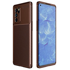 Oppo Reno6 Pro 5G India用シリコンケース ソフトタッチラバー ツイル カバー Oppo ブラウン