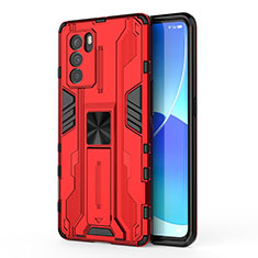 Oppo Reno6 Pro 5G India用ハイブリットバンパーケース スタンド プラスチック 兼シリコーン カバー マグネット式 Oppo レッド