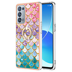 Oppo Reno6 Pro+ Plus 5G用シリコンケース ソフトタッチラバー バタフライ パターン カバー アンド指輪 Y03B Oppo カラフル