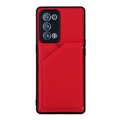 Oppo Reno6 Pro+ Plus 5G用ケース 高級感 手触り良いレザー柄 Y01B Oppo レッド