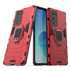 Oppo Reno6 Pro+ Plus 5G用ハイブリットバンパーケース プラスチック アンド指輪 マグネット式 S01 Oppo レッド