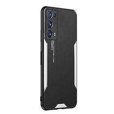 Oppo Reno6 Pro+ Plus 5G用ケース 高級感 手触り良い アルミメタル 製の金属製 兼シリコン カバー PB1 Oppo シルバー