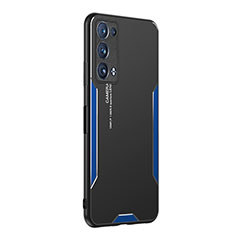 Oppo Reno6 Pro+ Plus 5G用ケース 高級感 手触り良い アルミメタル 製の金属製 兼シリコン カバー PB1 Oppo ネイビー