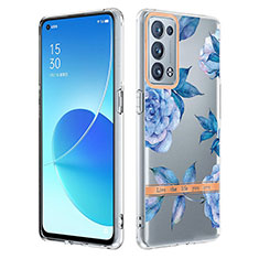 Oppo Reno6 Pro+ Plus 5G用シリコンケース ソフトタッチラバー バタフライ パターン カバー Y06B Oppo ネイビー