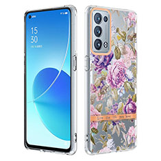 Oppo Reno6 Pro+ Plus 5G用シリコンケース ソフトタッチラバー バタフライ パターン カバー Y06B Oppo パープル