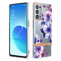 Oppo Reno6 Pro+ Plus 5G用シリコンケース ソフトタッチラバー バタフライ パターン カバー Y06B Oppo ラベンダー