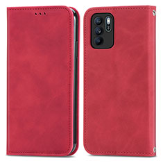 Oppo Reno6 Z 5G用手帳型 レザーケース スタンド カバー S04D Oppo レッド