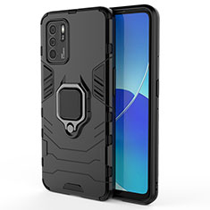 Oppo Reno6 Z 5G用ハイブリットバンパーケース プラスチック アンド指輪 マグネット式 S02 Oppo ブラック