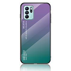 Oppo Reno6 Z 5G用ハイブリットバンパーケース プラスチック 鏡面 虹 グラデーション 勾配色 カバー LS1 Oppo マルチカラー